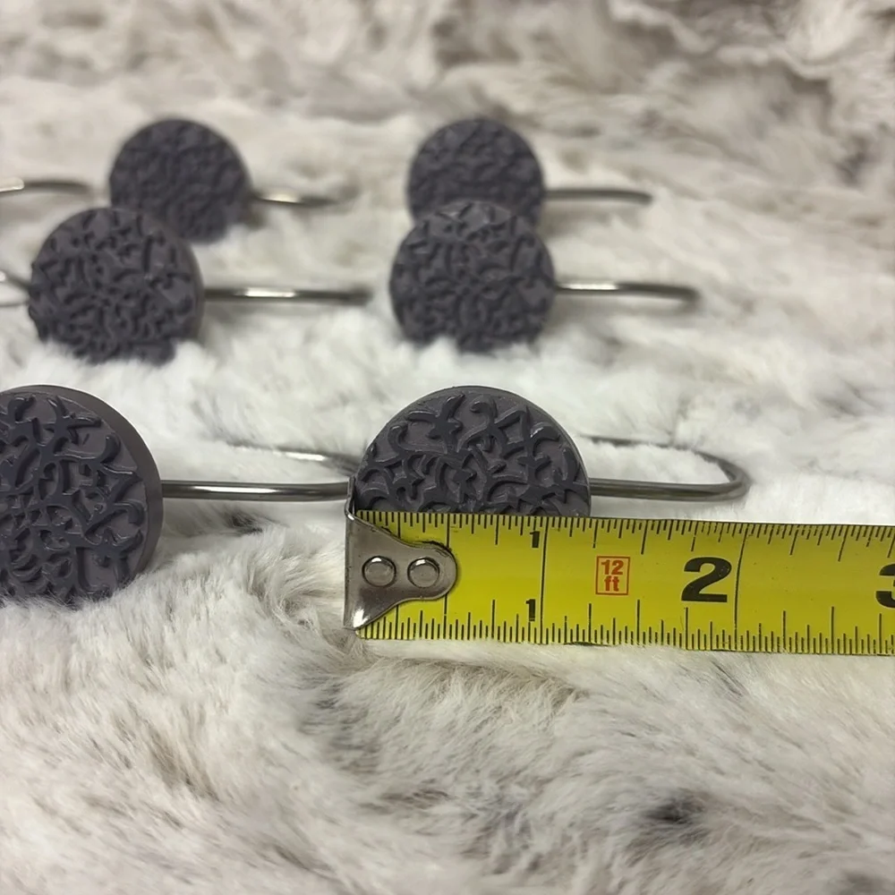 Set of Dark Gray Shower Curtain Hooks. 12 Count